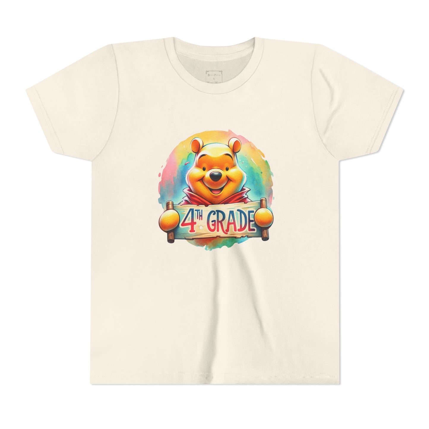 Colorful Winnie the Pooh 4th Grade Short Sleeve Tee for Kids | Back to School Shirt | End of Year Gift | Student Apparel | Fun Kids Clothing