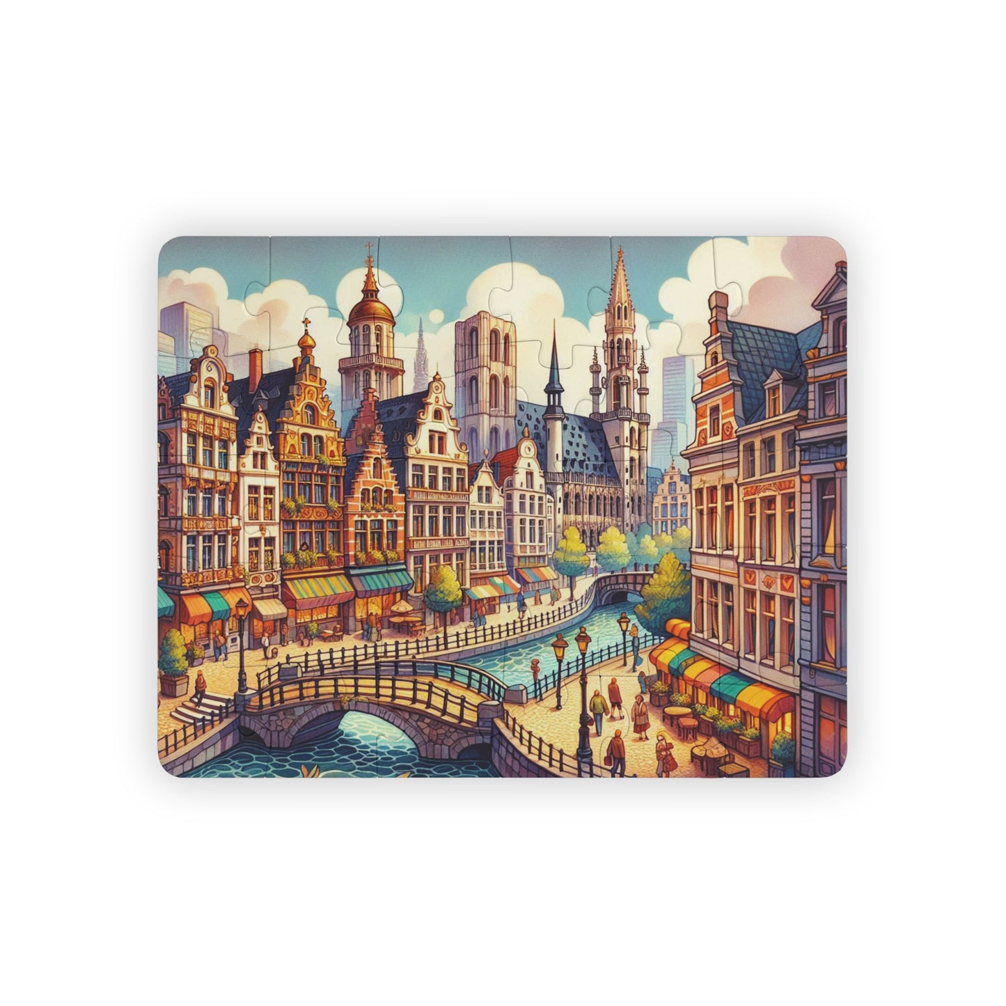 Kids Puzzle, Brussels Belgium Geography Educational Game Gift, 30-Piece. Fun Learning Activity, Travel Theme Toy, Geography Lover Present,