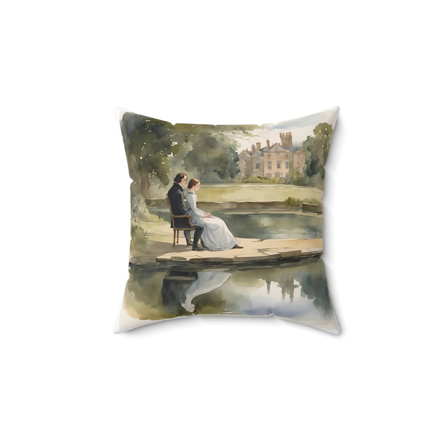 Literary Cushion Pillow, Jane Eyre Rochester Charlotte Bronte, Book Nook Gift, Library Decor, Square Pillow, Home Accent