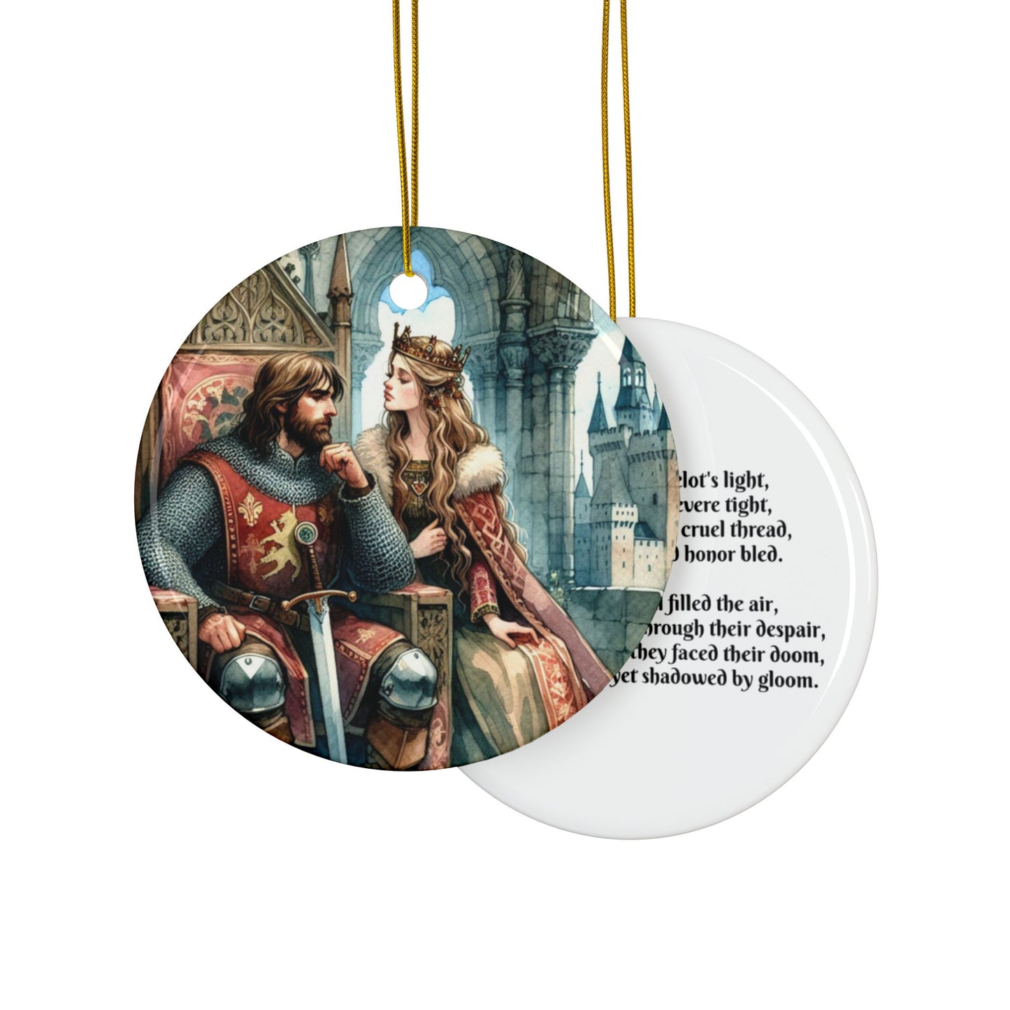 King Arthur, Guinevere, Camelot, Knights, Medieval, Christmas, Holiday Tree, Gift, Tag, Ceramic Ornaments, Double-Sided