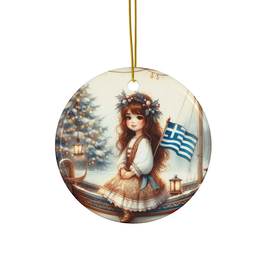 Ceramic Ornaments, Greek Greece Holiday Ornament, Gift Tag, Stocking Stuffer, Christmas Decor, Home Decoration, 2-Side Print, 1pc 3pcs 5pcs