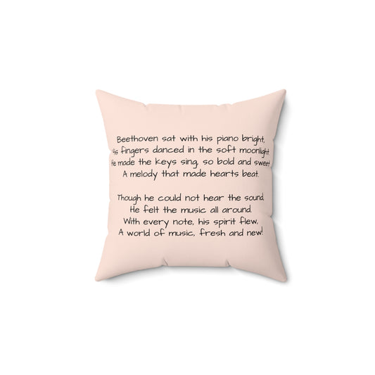 Classical Music Pillow, Beethoven Piano Music Library Home Decor, Teacher Gift, Kids Room Decoration, Gift for Music Lover, Classroom Decor,