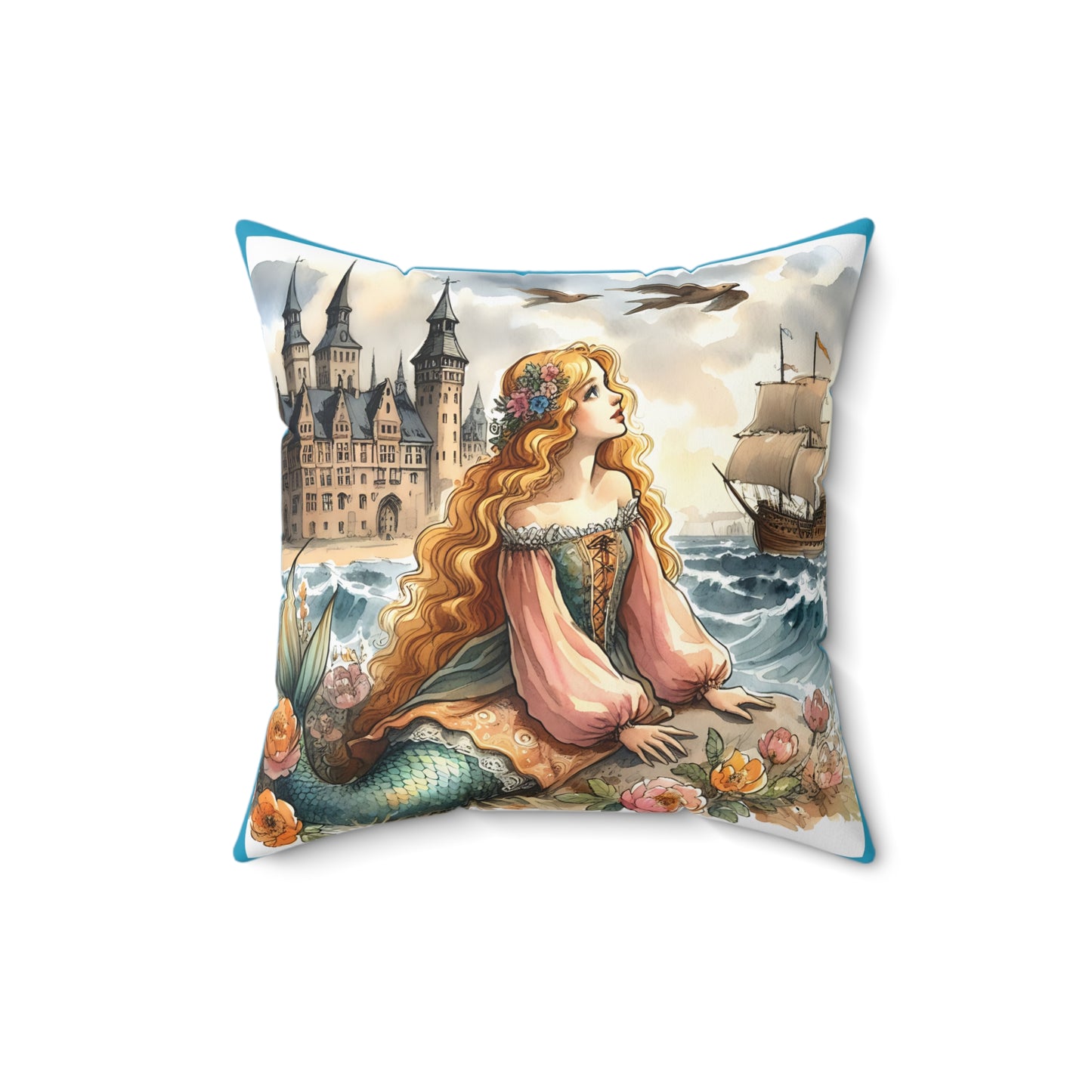 Little Mermaid, Hans Christian Anderson, Square Pillow, Literary Pillow, Library, Book Nook, Reading Corner, Classroom, Teacher, Fairytale