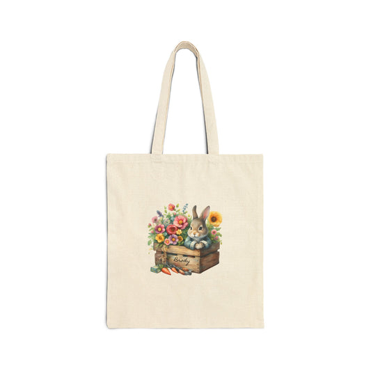 Custom, Personalized, Name, Easter, Peter Rabbit, Spring, Cotton, Canvas, Tote Bag, Beatrix Potter