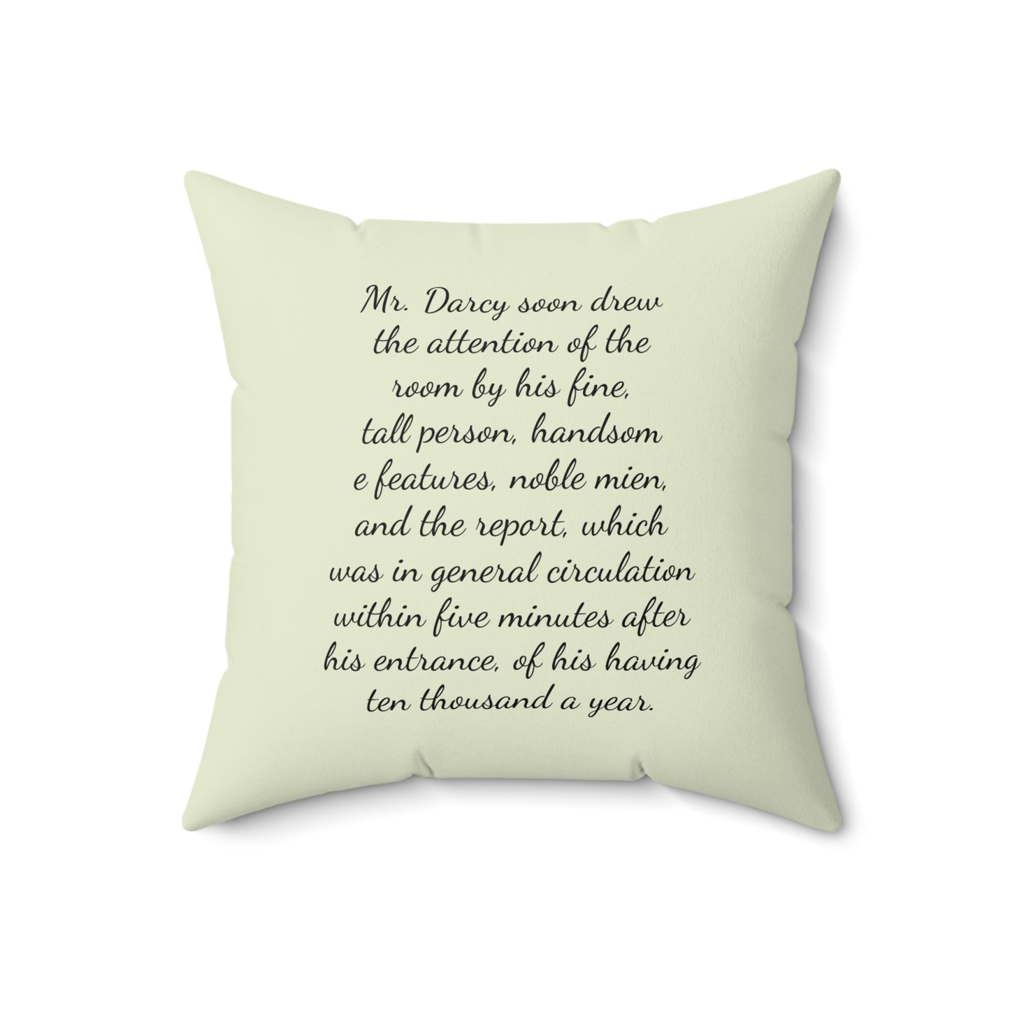 Literary Square Pillow, Darcy Pride and Prejudice Austenite Regency Book Nook Library Cushion, Home Decor, Reading Gift, Literary Fan, Book