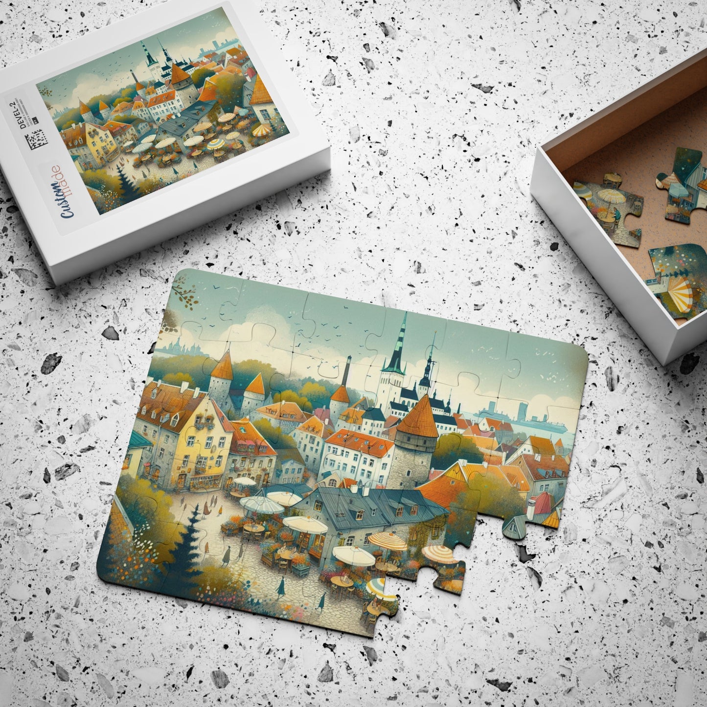 Kids Puzzle, 30-Piece - Estonia Tallin Geography Game Gift, Fun Educational Activity for Children, Jigsaw Puzzle, Travel Theme Toy,