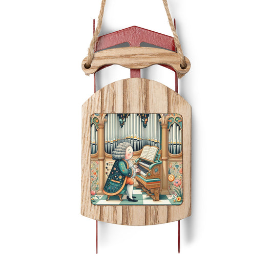 Sled Ornaments, Johann Sebastian Bach Christmas Tree Decoration, Classical Music Organ Holiday Ornament, Musical Sled Ornament, Music Lover