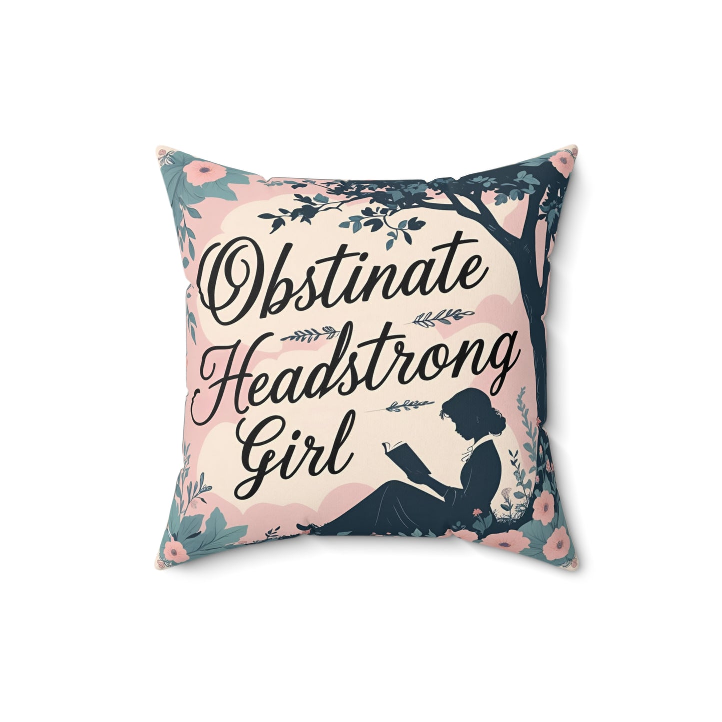 Literary Pillow, Bookish Decor, Jane Austen Pride and Prejudice Cushion, Regency Library, Gift, Obstinate Headstrong Girl, Literary Art