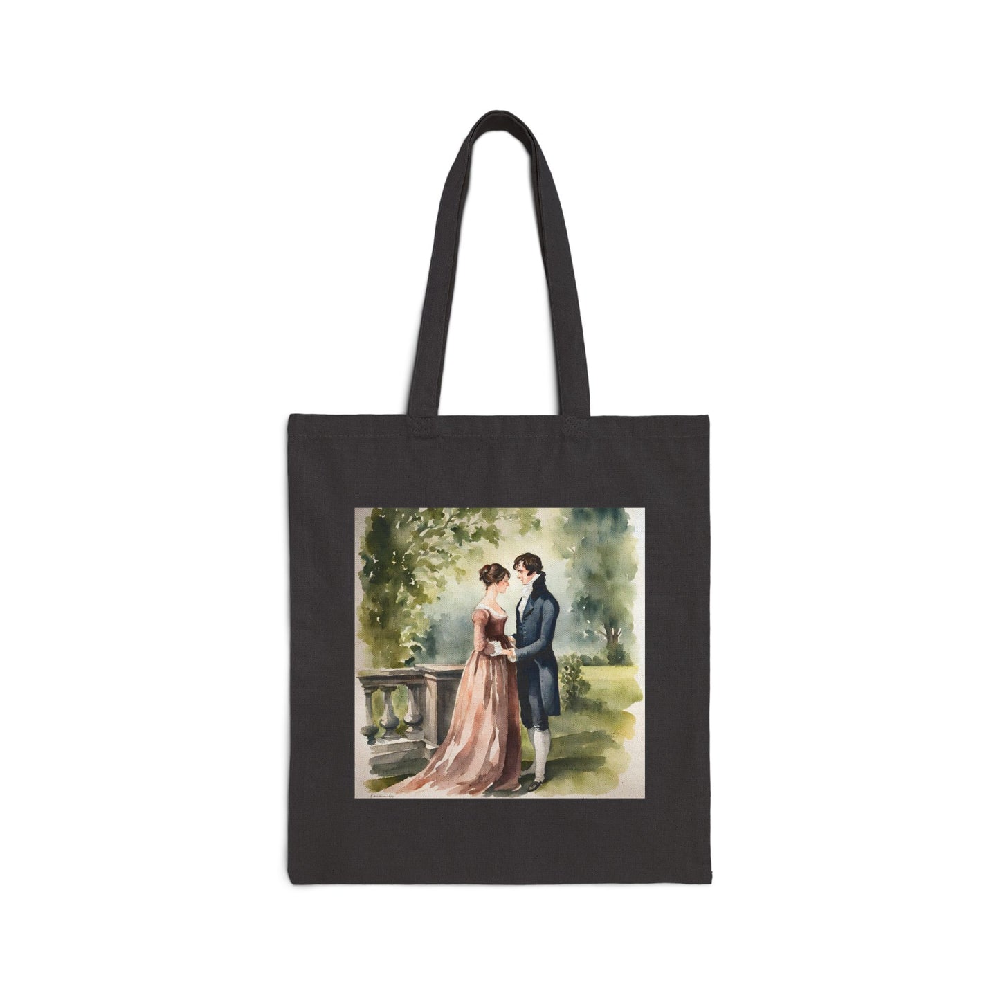 Pride and Prejudice, Darcy, Elizabeth, Jane Austen, Pemberley, Watercolor, Cotton Canvas Tote Bag