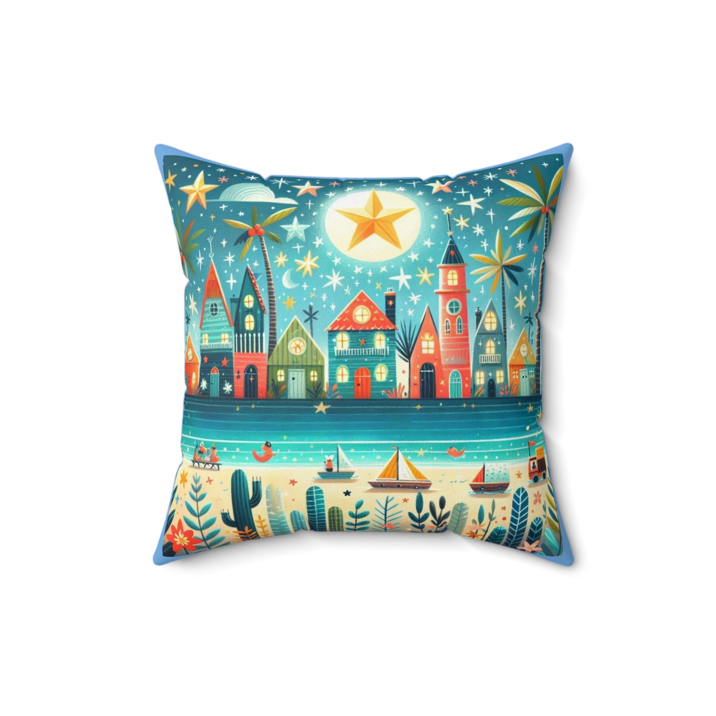 Miami, Beach, Florida, Twinkle Twinkle Little Star, Nursery Rhyme, Square Pillow, Library, Book Nook, Reading Corner, Decor