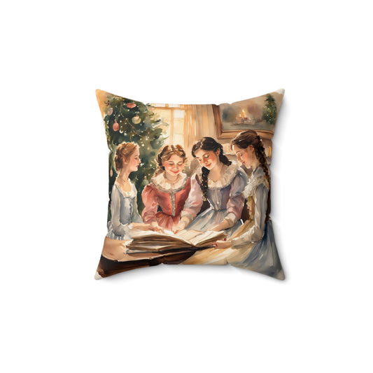Little Women, Louisa May Alcott, Christmas, Holiday, Gift, Literary Pillow, Square Pillow