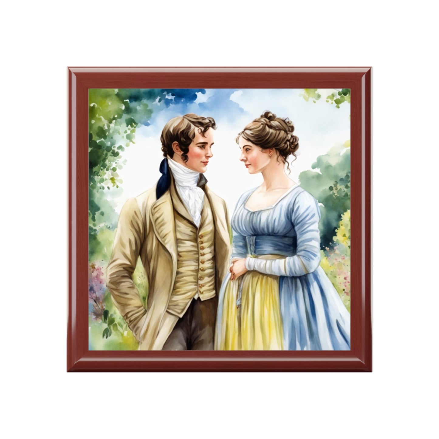 Jane Austen, Austenite, Pride and Prejudice, Darcy and Elizabeth, Regency, Watercolor, Gift, Book, Jewelry Box