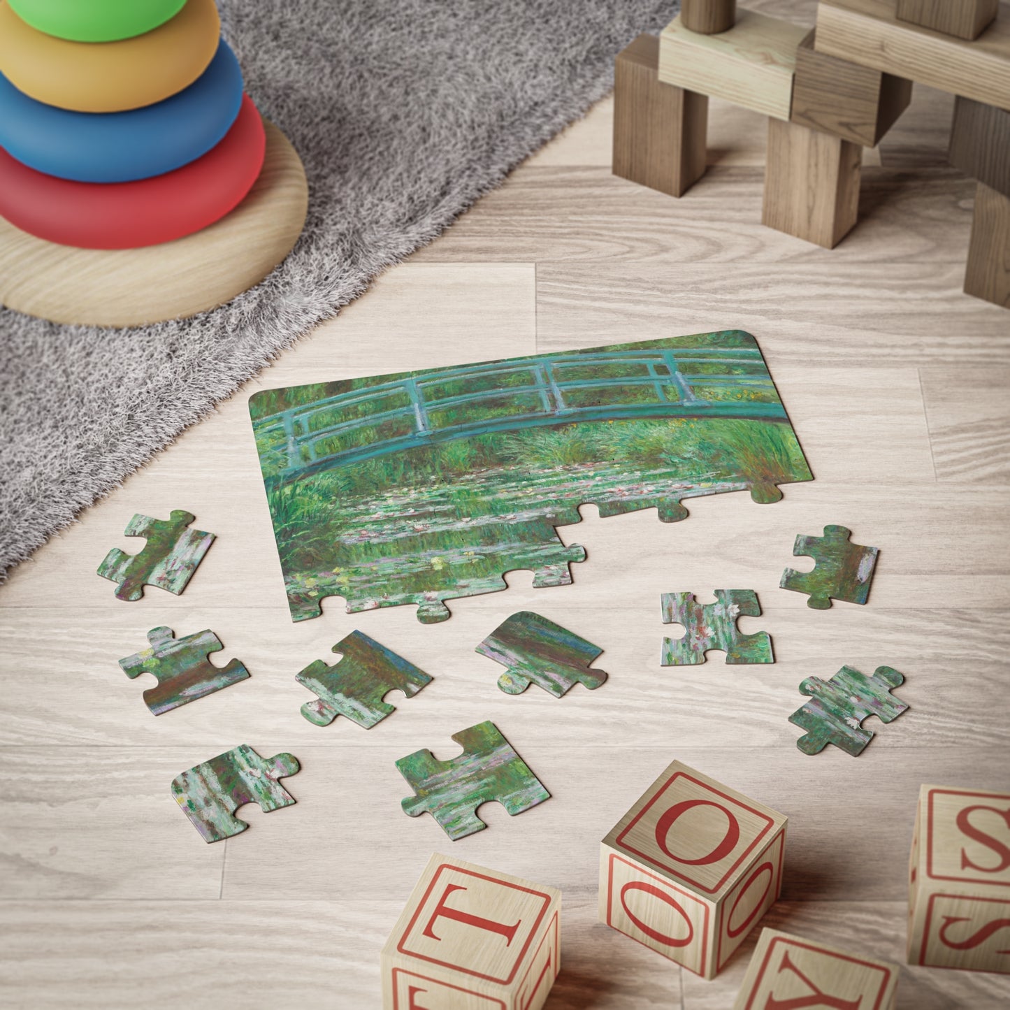 Kids, Japanese Bridge, Claude Monet, Art, Gift, Puzzle, 30-Piece, Educational, Classroom, Teacher, Art History