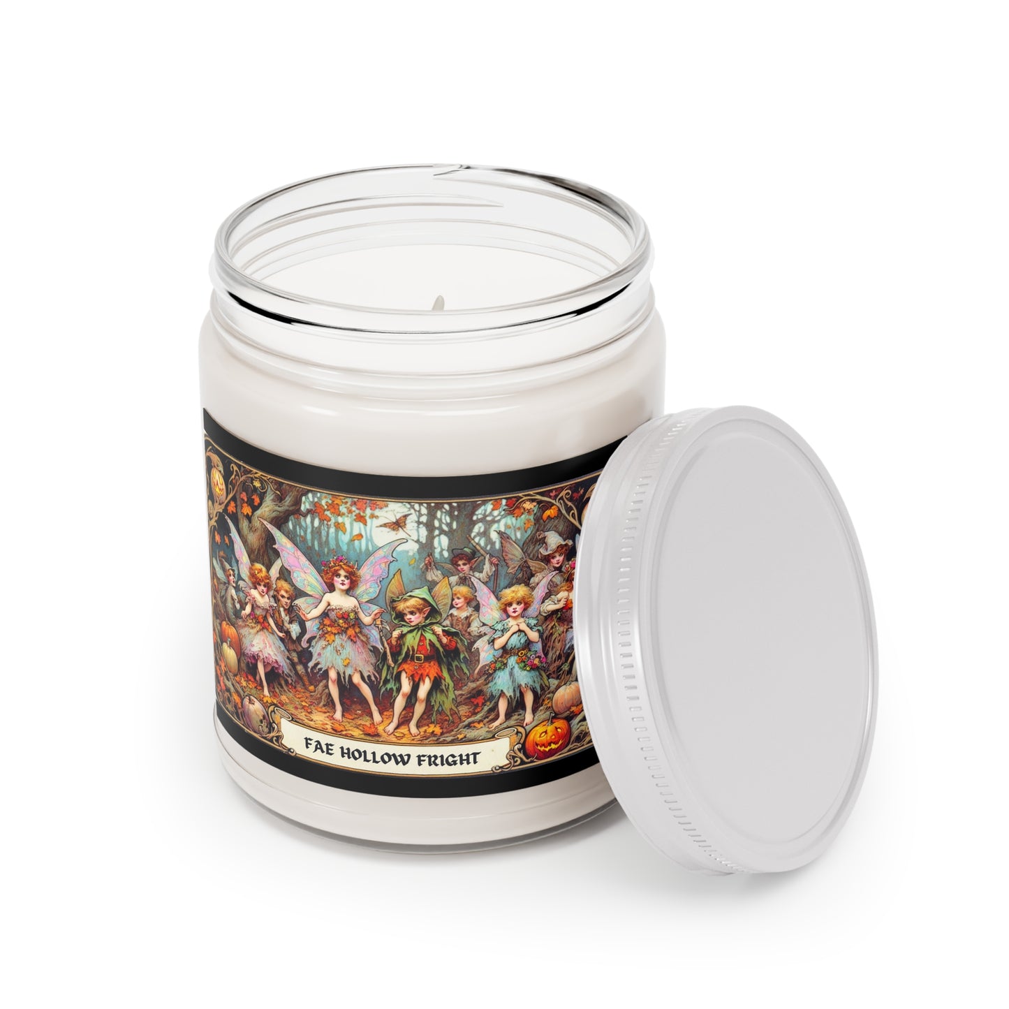 Fae Hollow Fright Scented Candle, Halloween Decor, Fall Home Fragrance, Pumpkin Ginger Scent, Cozy Aromatherapy, Fairy Themed Gift