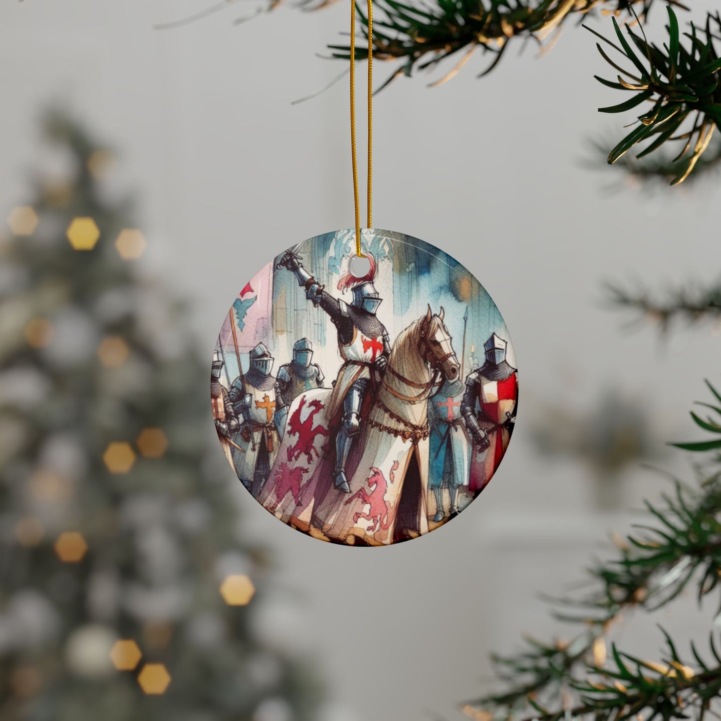 Knights of the Round Table, Camelot, King Arthur, Christmas, Holiday, Gift, Tag, Stocking Stuffer, Ceramic Ornaments, Double-Sided