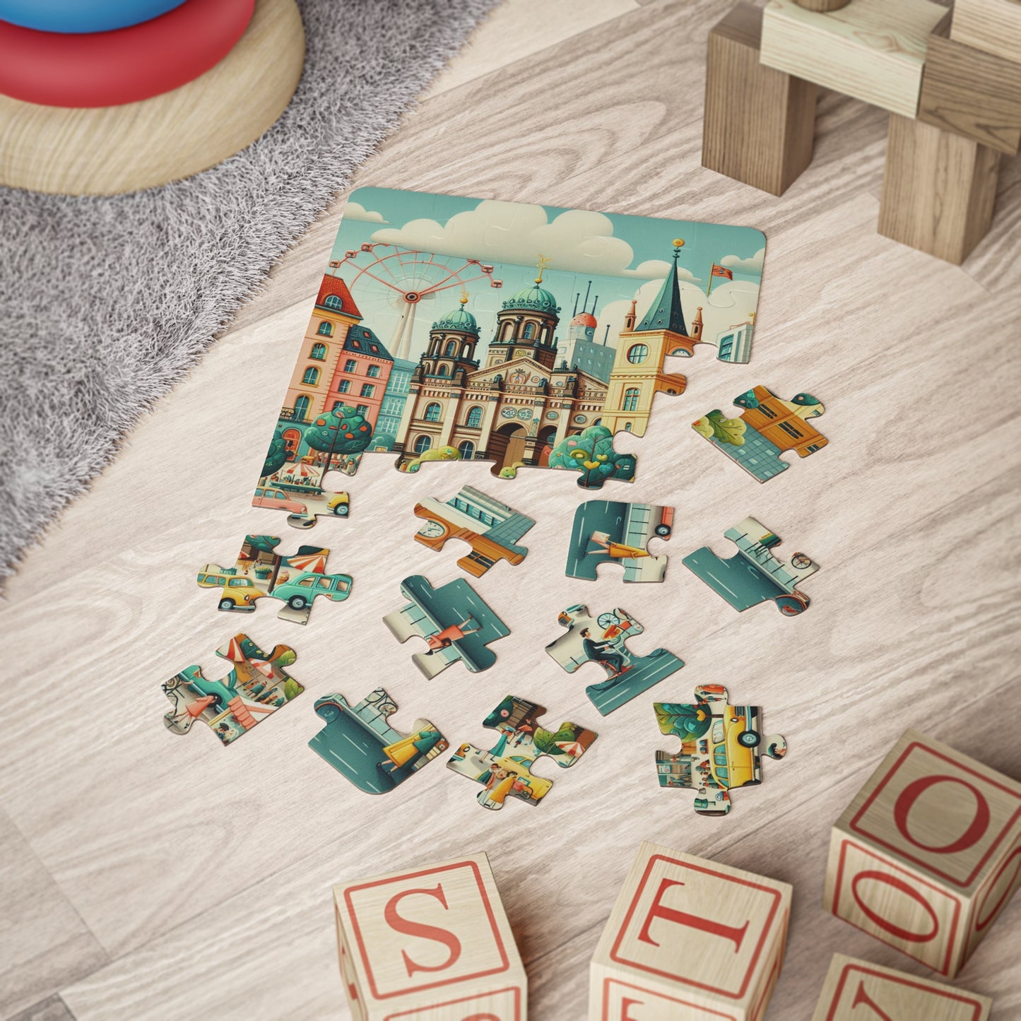 Kids Puzzle, 30-Piece - Berlin Germany Geography Educational Game Gift Classroom Jigsaw, Boys Girls Toddler Travel Activity Toy,