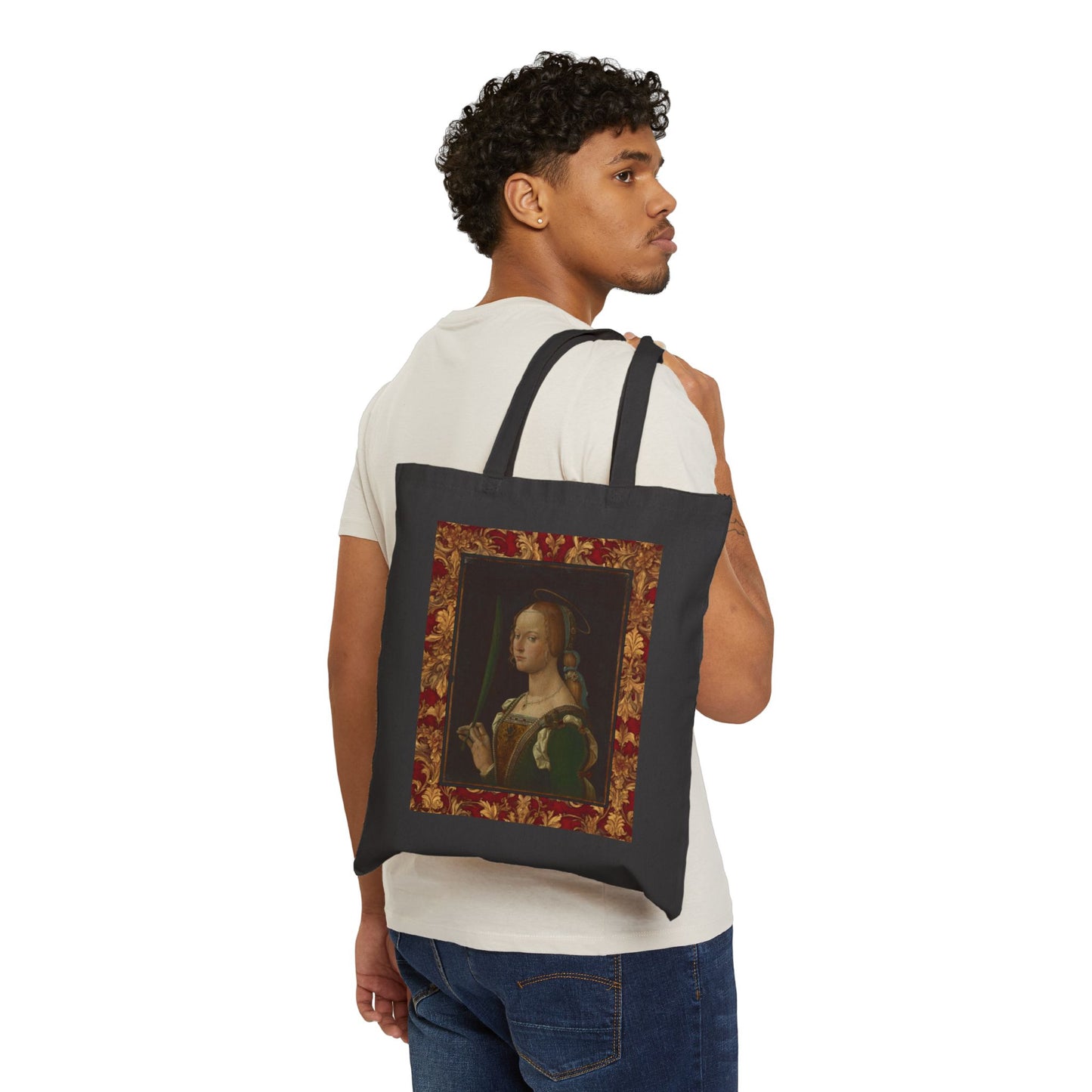 Portrait of a Woman, Saint Justina of Padua,  Art, Italian, Renaissance, Bartolomeo Montagna (Bartolomeo Cincani), Cotton Canvas Tote Bag