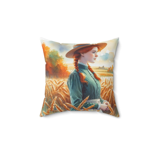 Literary Pillow, Anne of Green Gables, Fall Season October Decor, Book Nook Gift, Library Accessory, Lucy Maud Montgomery, Spun Polyester