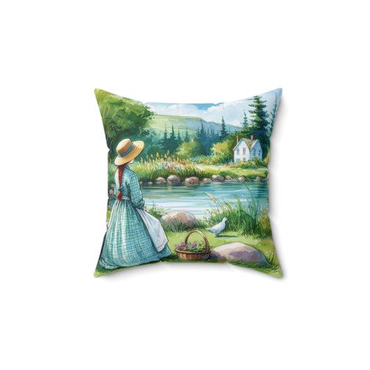Literary Pillow, Anne of Green Gables, Spring Summer Decor, Book Nook, Library, Lucy Maud Montgomery, Lake of Shining Waters, Spun Polyester