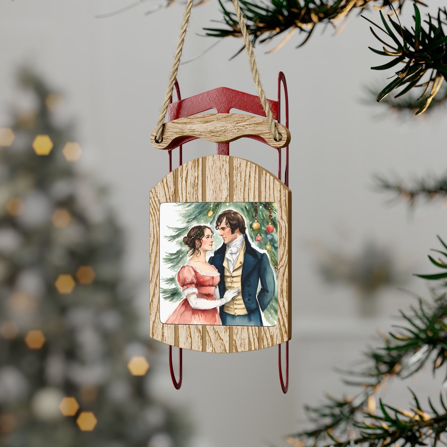 Jane Austen, Pride and Prejudice, Regency, Sled, Ornament, Gift, Stocking Stuffer, Christmas, Holiday, Literary Ornament