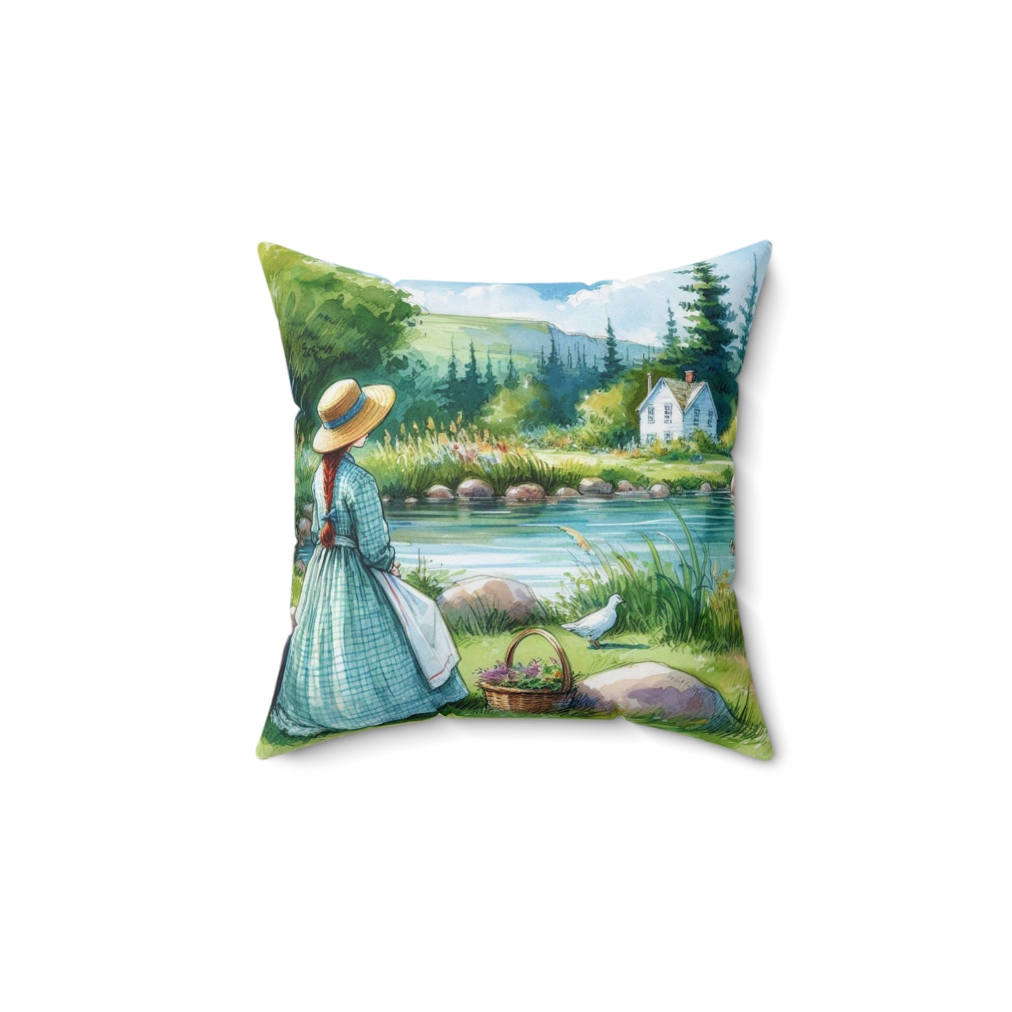 Literary Pillow, Anne of Green Gables, Spring Summer Decor, Book Nook, Library, Lucy Maud Montgomery, Lake of Shining Waters, Spun Polyester
