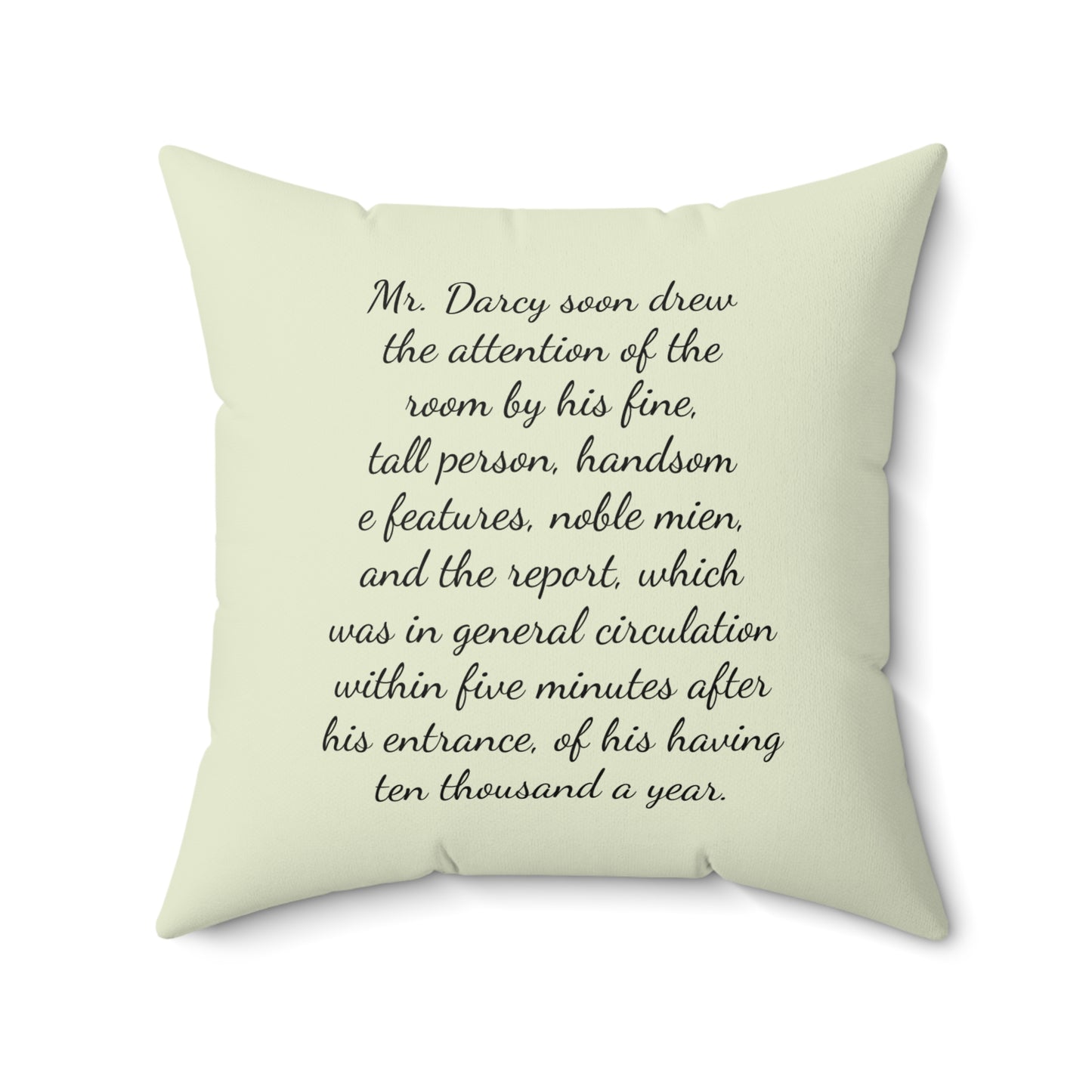 Literary Square Pillow, Darcy Pride and Prejudice Austenite Regency Book Nook Library Cushion, Home Decor, Reading Gift, Literary Fan, Book