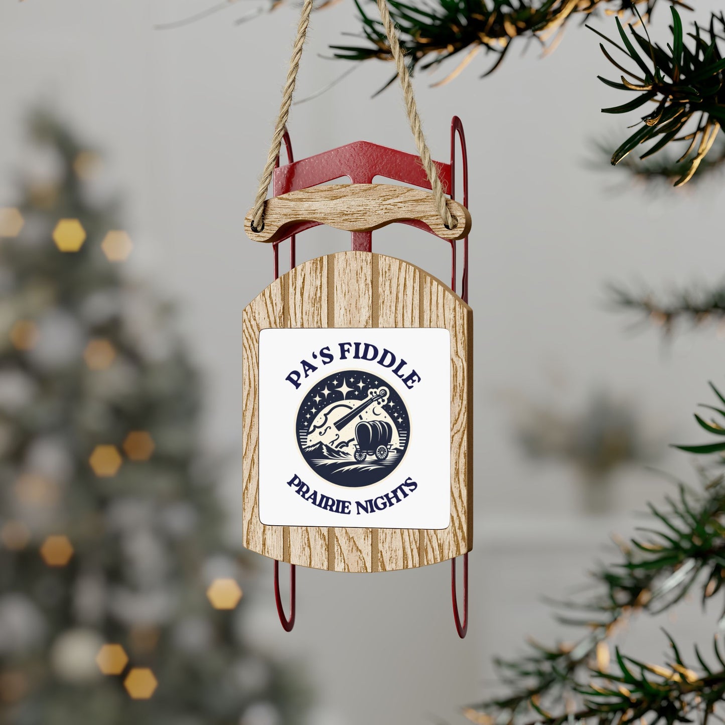 Ornament, Charles Ingalls, Walnut Grove, Pa Fiddle, Prairie, Sled Decor, Holiday Tree Decoration, Prairie Fan Gift, Wooden