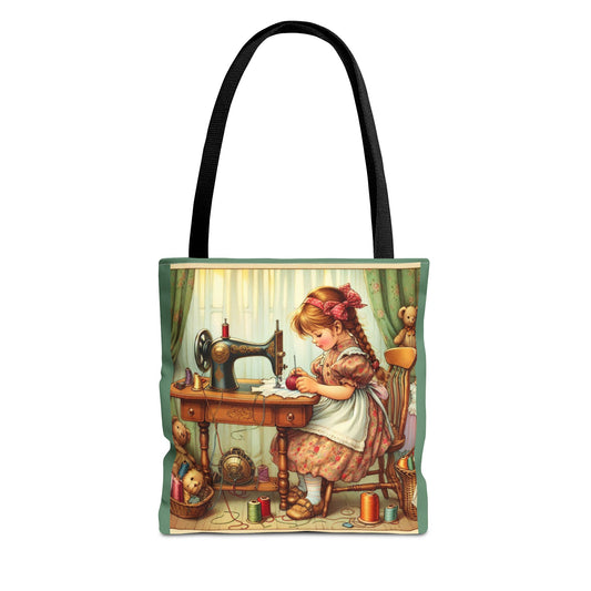 Vintage Inspired Sewing Machine Tote Bag, Cute Craft Lover's Handbag, Perfect for Sewists, Quilters, Gifts for Her, Artisan Market Bag