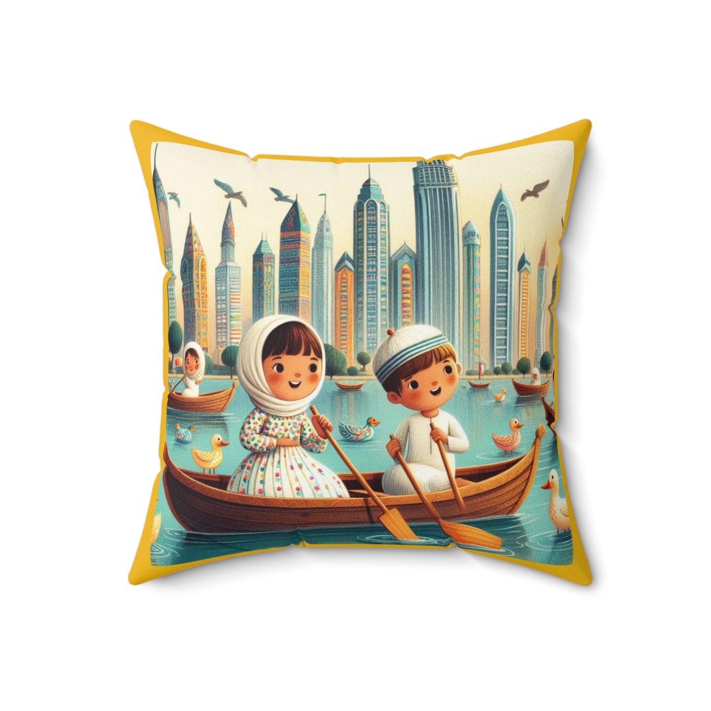 Dubai, Arabic, Row Row Your Boat, Square Pillow, Nursery Rhyme, Library, Book Nook, Reading Corner, Educational, Gift