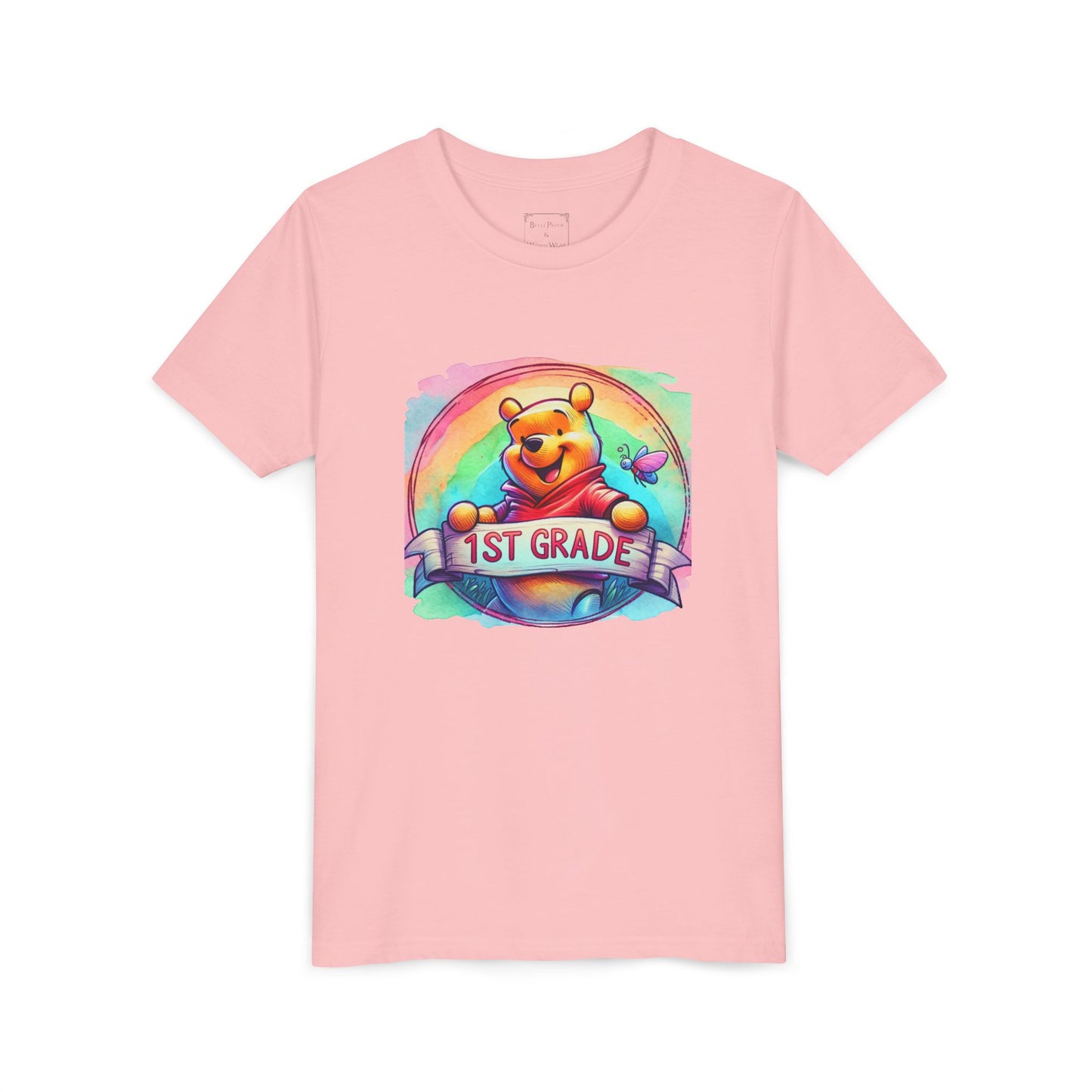 1st Grade Rainbow Winnie the Pooh Bear Youth Tee, Cute Kids Shirt, Back to School Apparel, Birthday Gift, Fun Summer Wear, Classroom Tee,