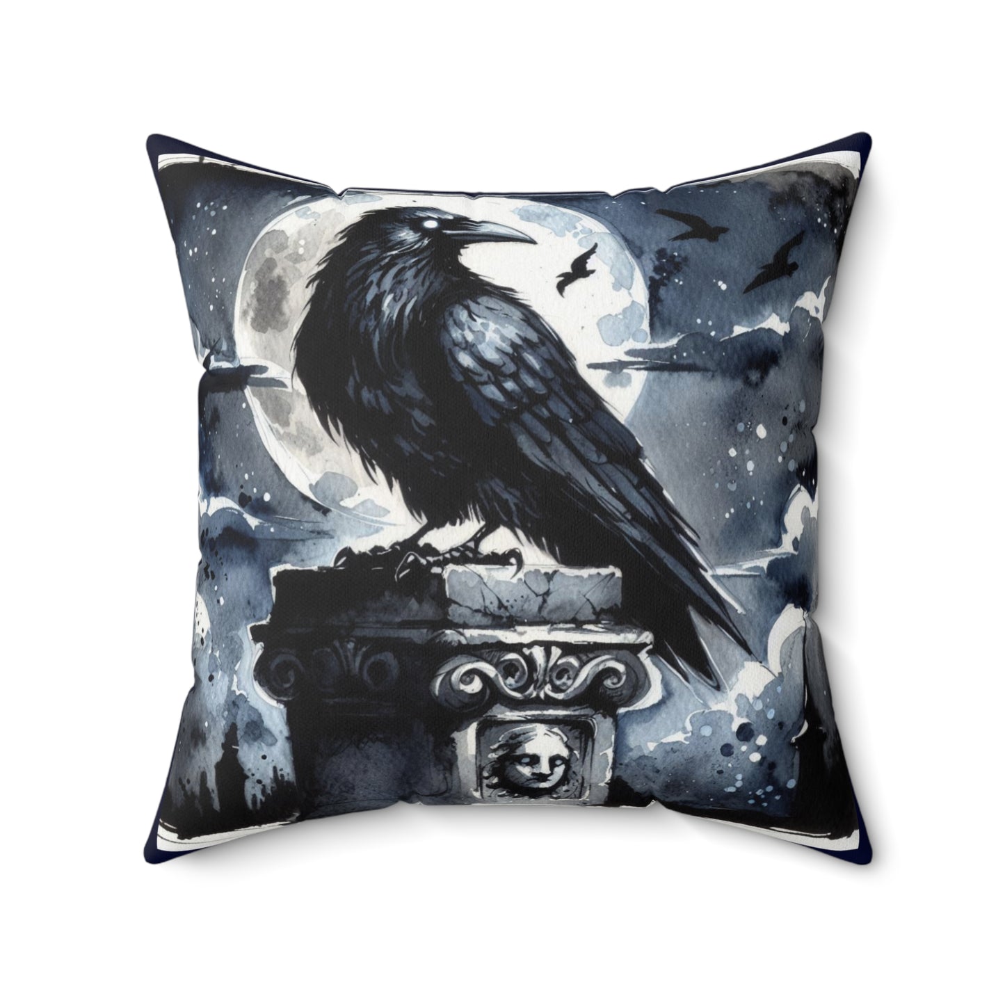 Literary Pillow, The Raven, Edgar Allan Poe, Nevermore, Book Nook Decor, Spun Polyester Square Pillow, Library Accent, Reading Nook Throw