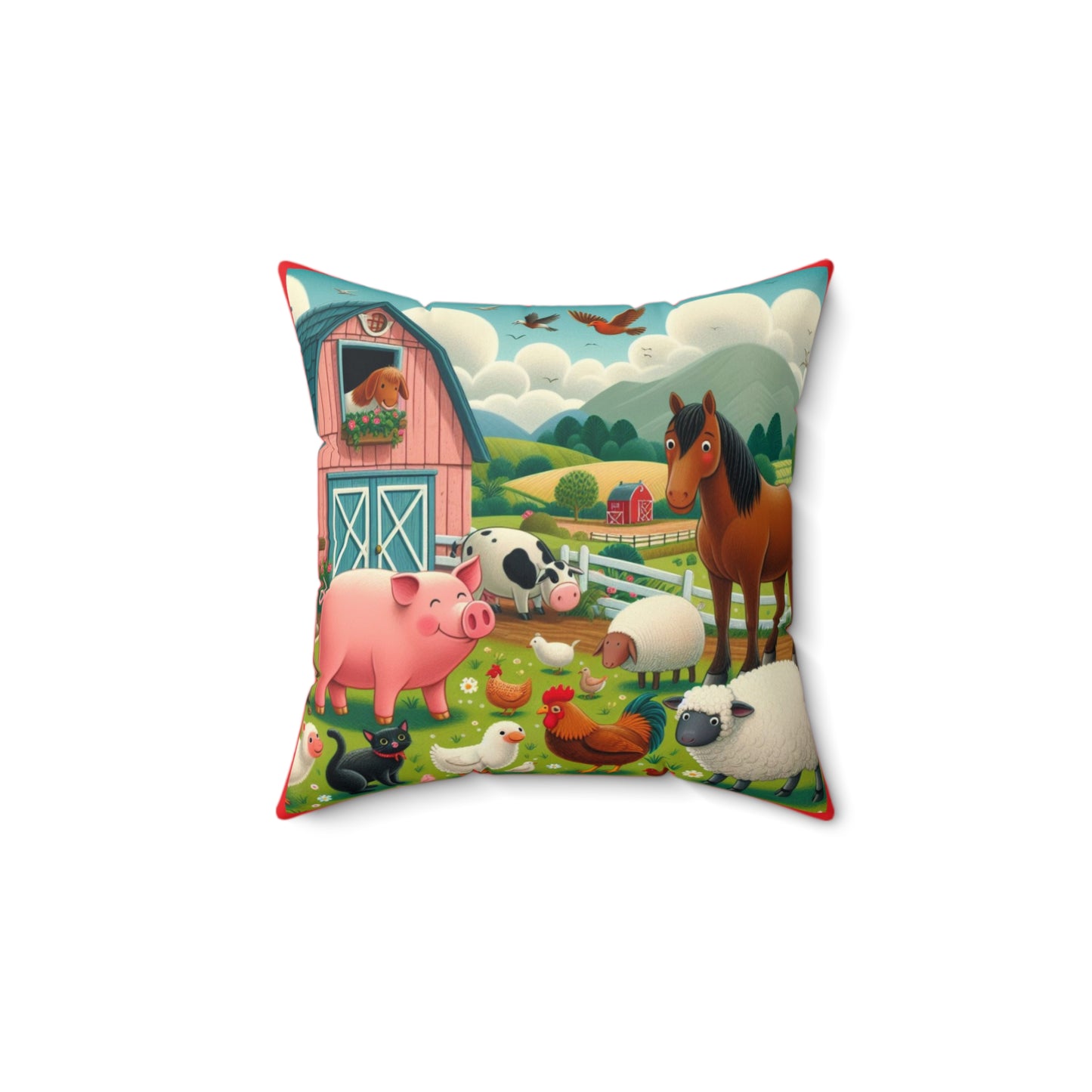 Old MacDonald, Farm, Nursery Rhyme, Square Pillow, Book Nook, Reading Corner, Classroom, Library, Animals, Barn