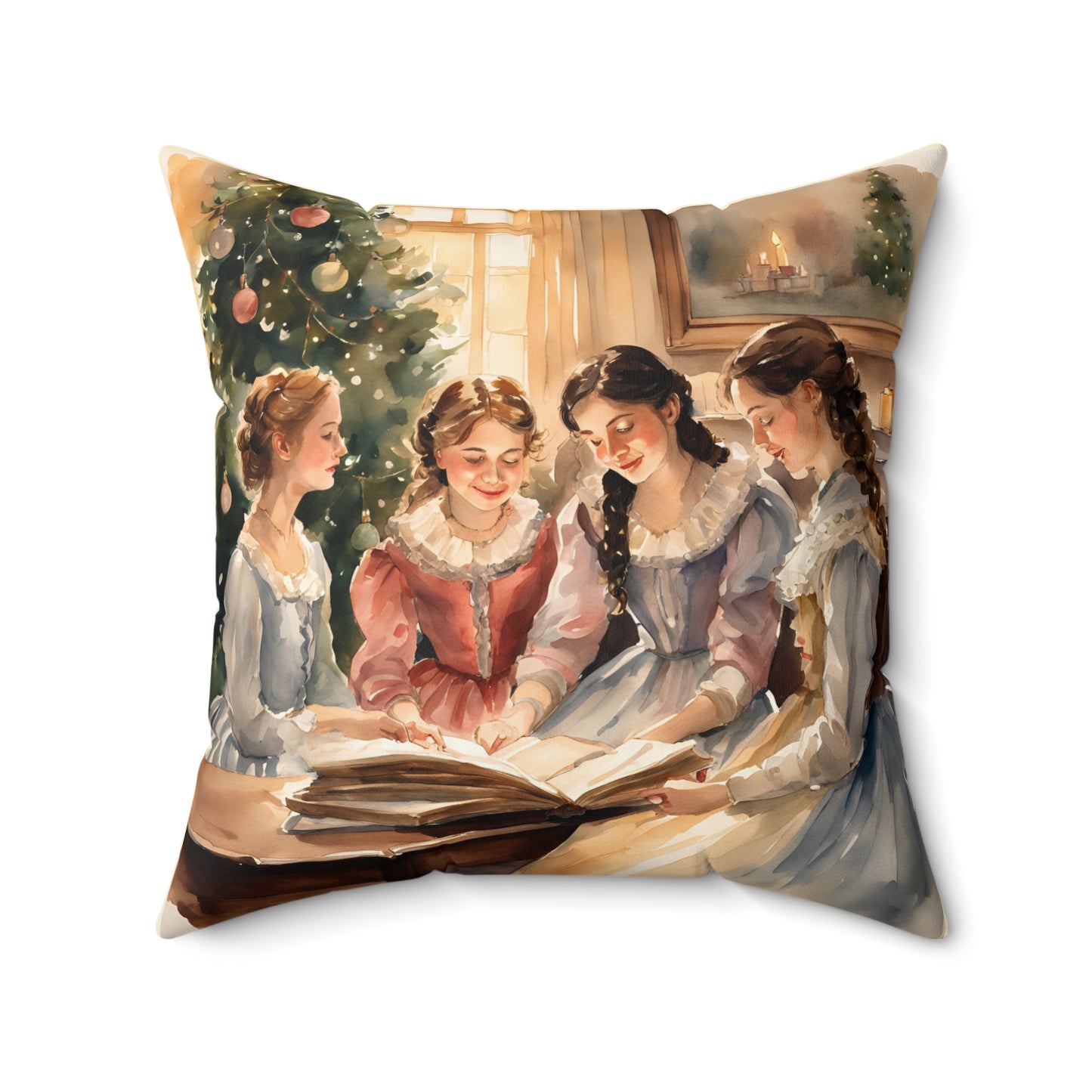 Little Women, Louisa May Alcott, Christmas, Holiday, Gift, Literary Pillow, Square Pillow