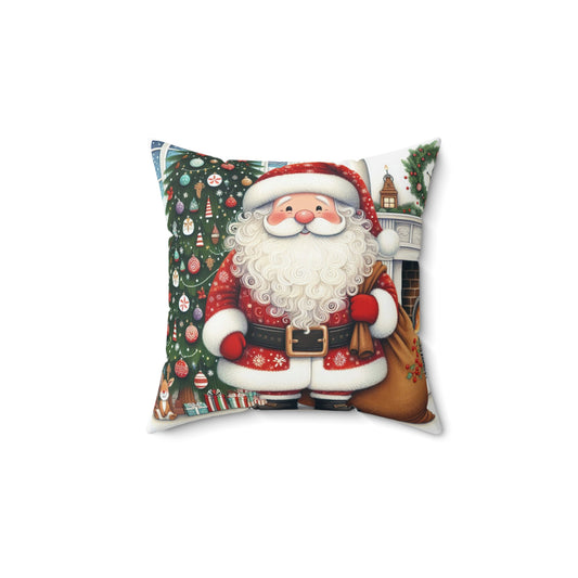 Santa Claus Holiday Decor Cushion - Square Pillow, St Nickolas Twas the Night Before Christmas, Festive Throw Pillow, Cushion Gift
