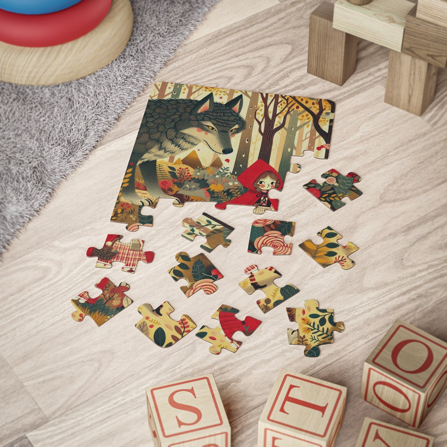 Kids' Puzzle, 30-Piece - Educational Fairy Tale Game Gift for Classroom Activities, Little Red Riding Hood Theme, Children Puzzle Toy