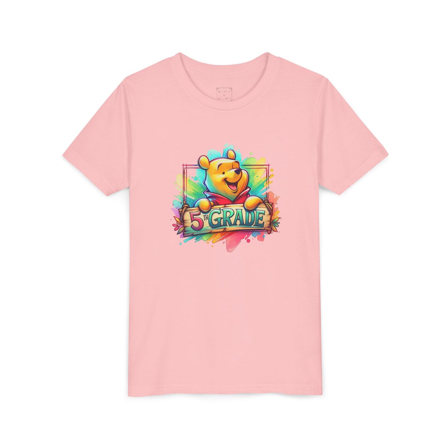 Colorful Kids Tee with 5th Grade Winnie the Pooh Bear Design | Youth T-Shirt | Back to School T-Shirt