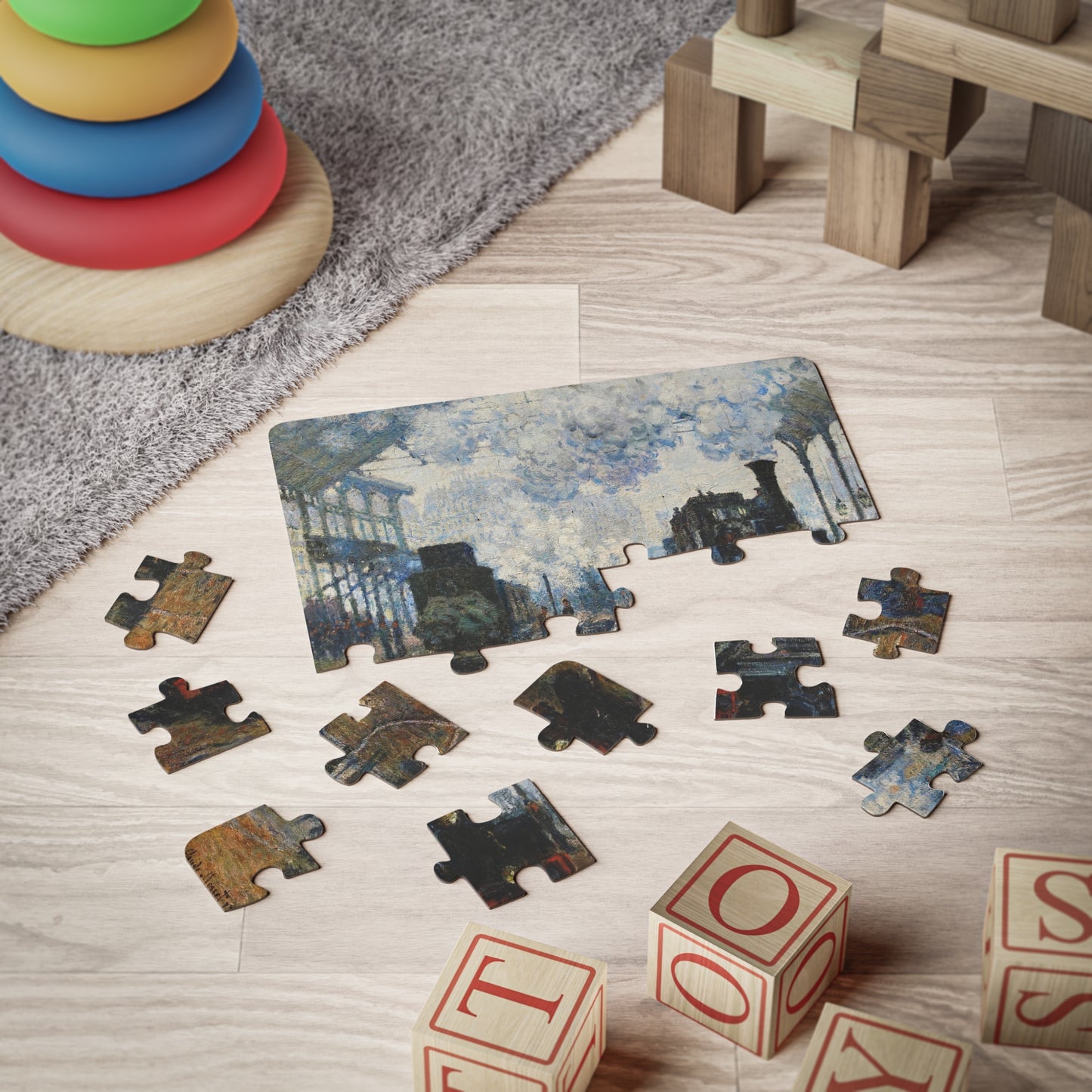 Kid, Child, Claude Monet, Train, Puzzle, 30-Piece, Educational, Classroom, Teacher, History, Normandy Train, Impressionism, French