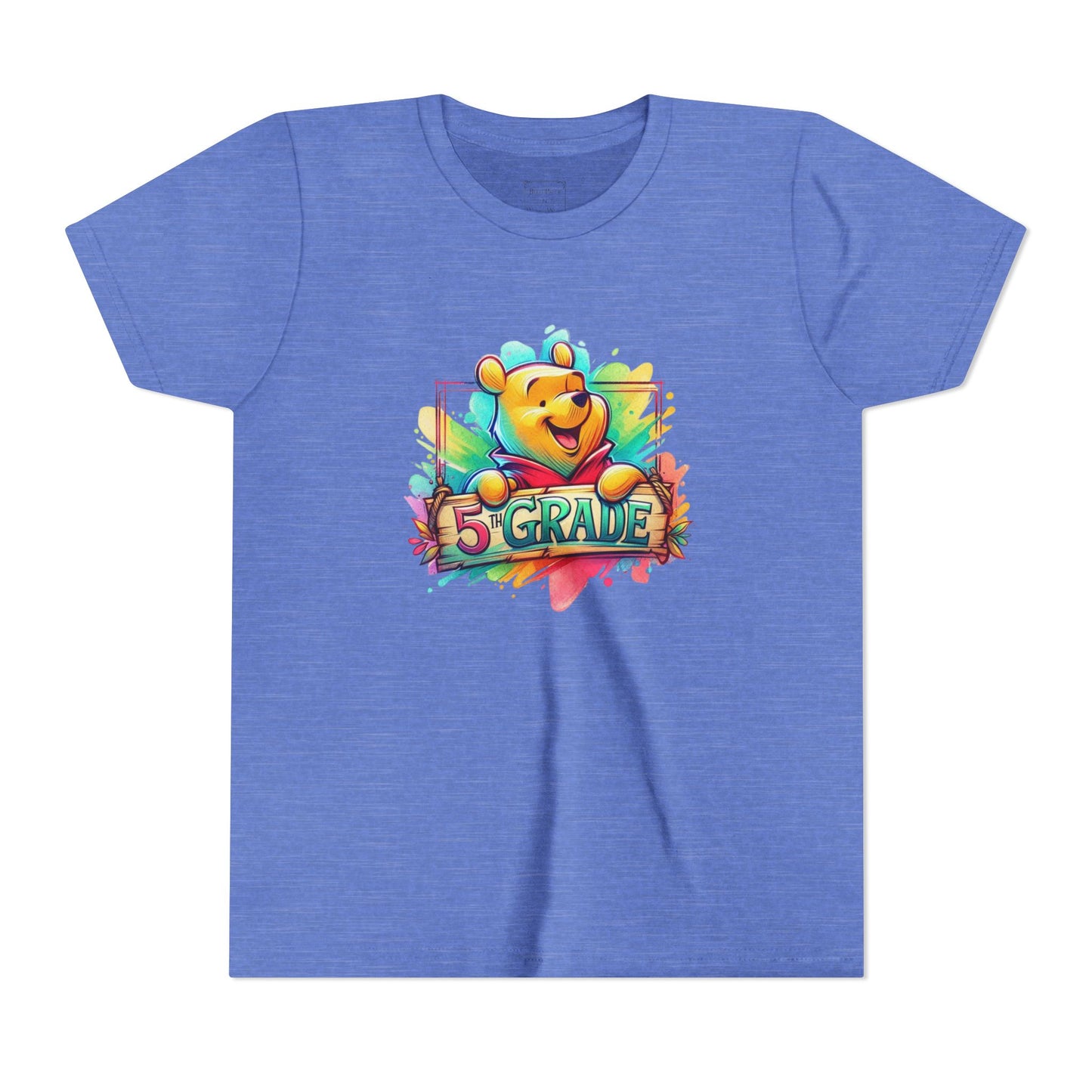 Colorful Kids Tee with 5th Grade Winnie the Pooh Bear Design | Youth T-Shirt | Back to School T-Shirt