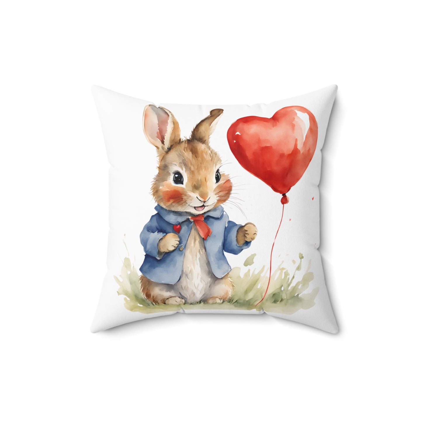 Peter Rabbit Love Valentine's Day Square Pillow, Beatrix Potter Nursery Decor Cushion, Library, Book Nook, Pillow