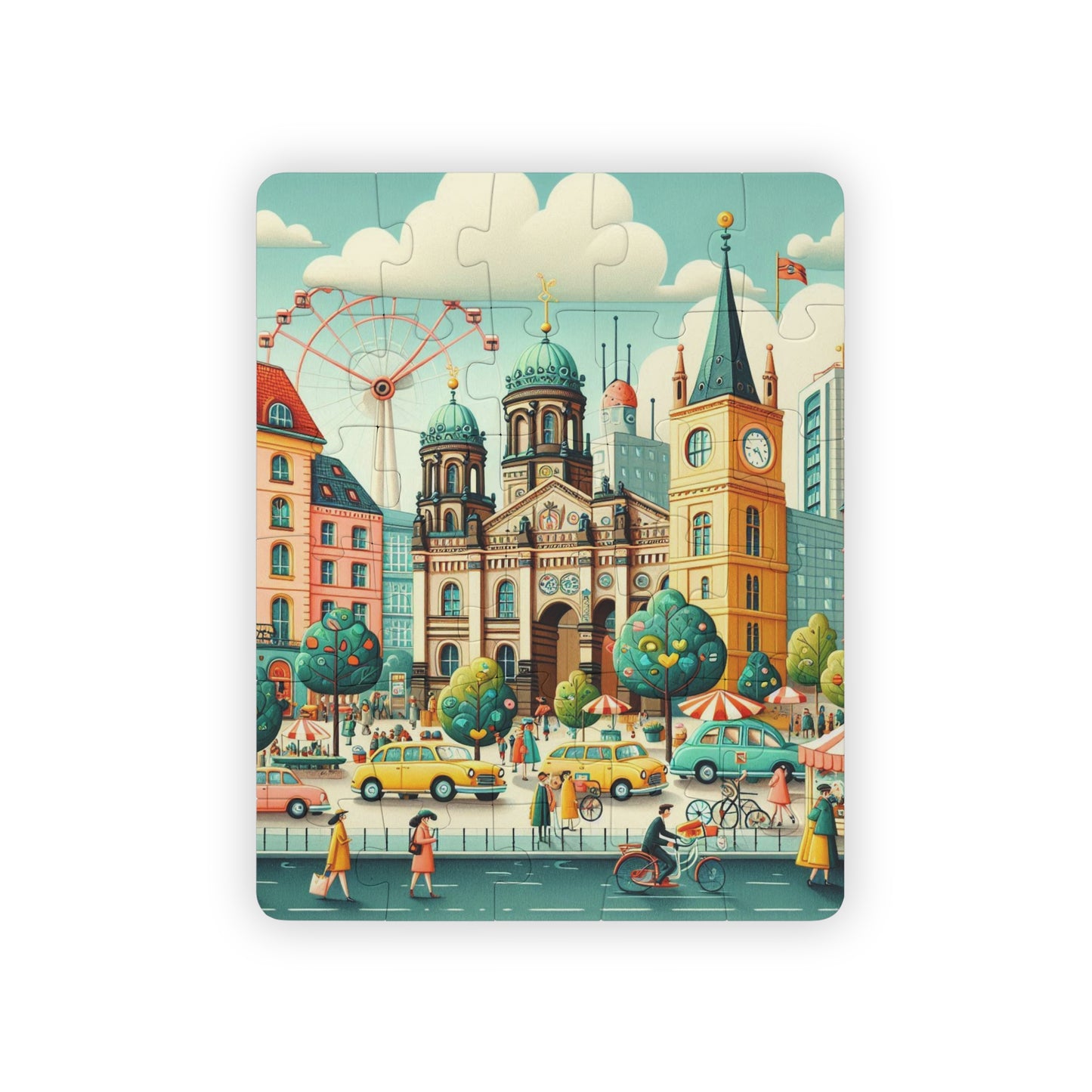Kids Puzzle, 30-Piece - Berlin Germany Geography Educational Game Gift Classroom Jigsaw, Boys Girls Toddler Travel Activity Toy,
