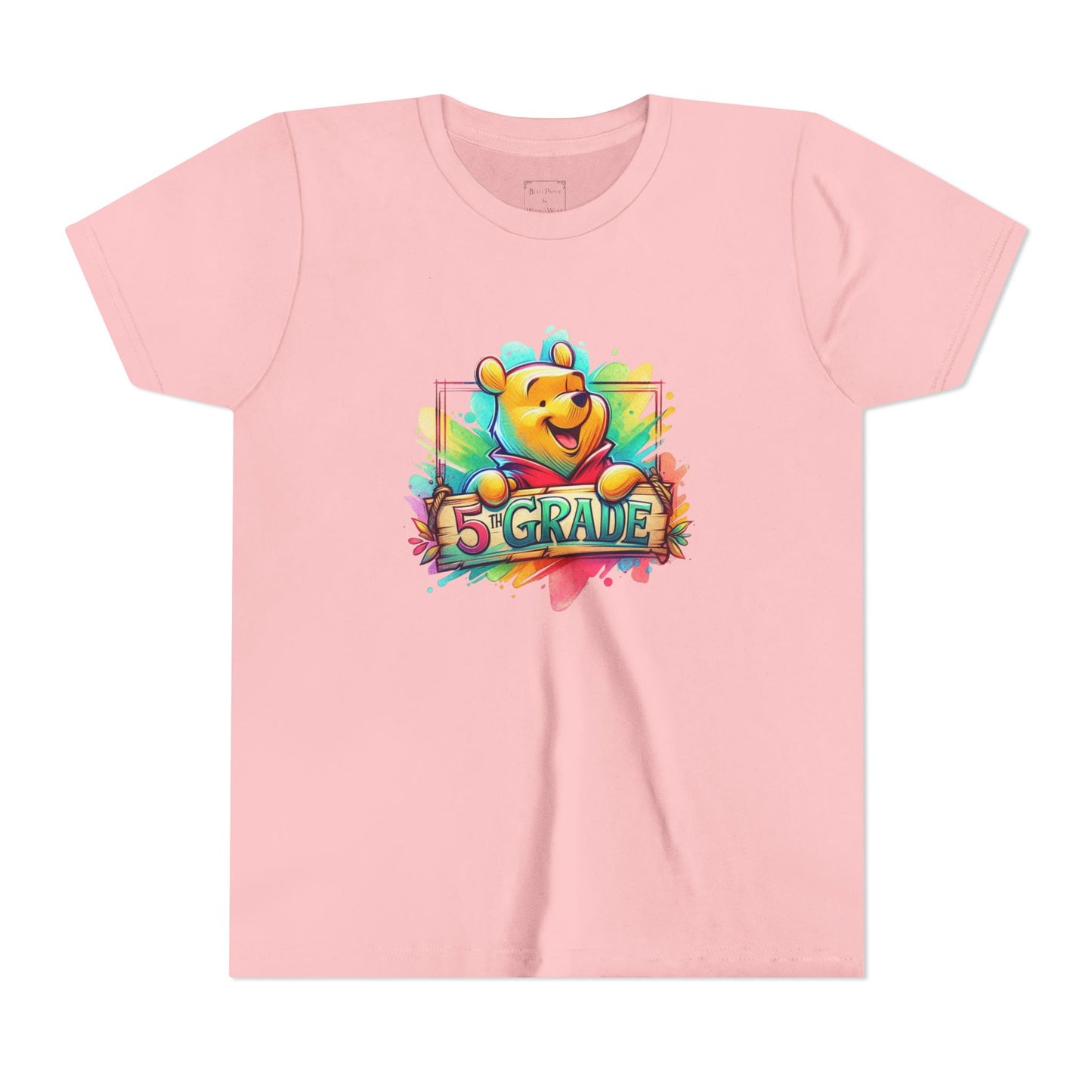 Colorful Kids Tee with 5th Grade Winnie the Pooh Bear Design | Youth T-Shirt | Back to School T-Shirt