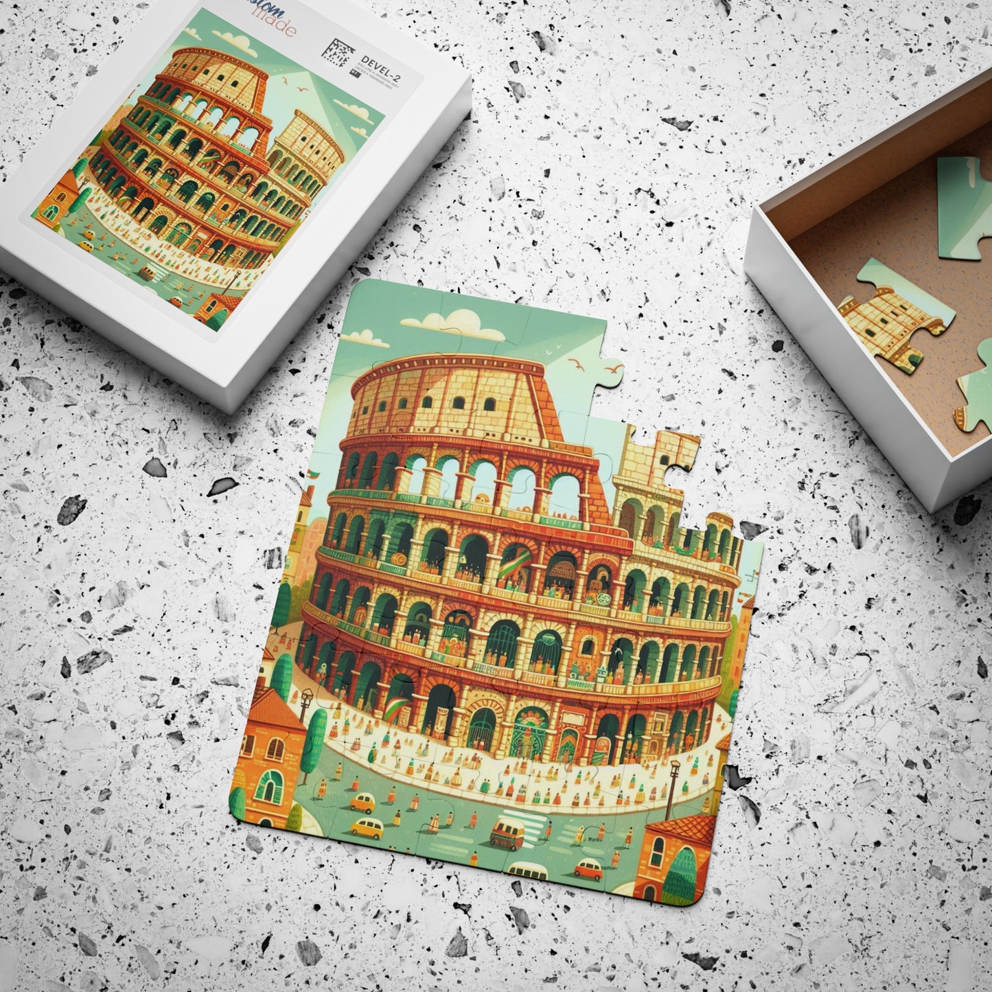 Kids' Puzzle, 30-Piece - Rome Coliseum - Educational Geography Game for Children, Italy Seven Wonders - Fun Learning Toy, Jigsaw Puzzle Gift