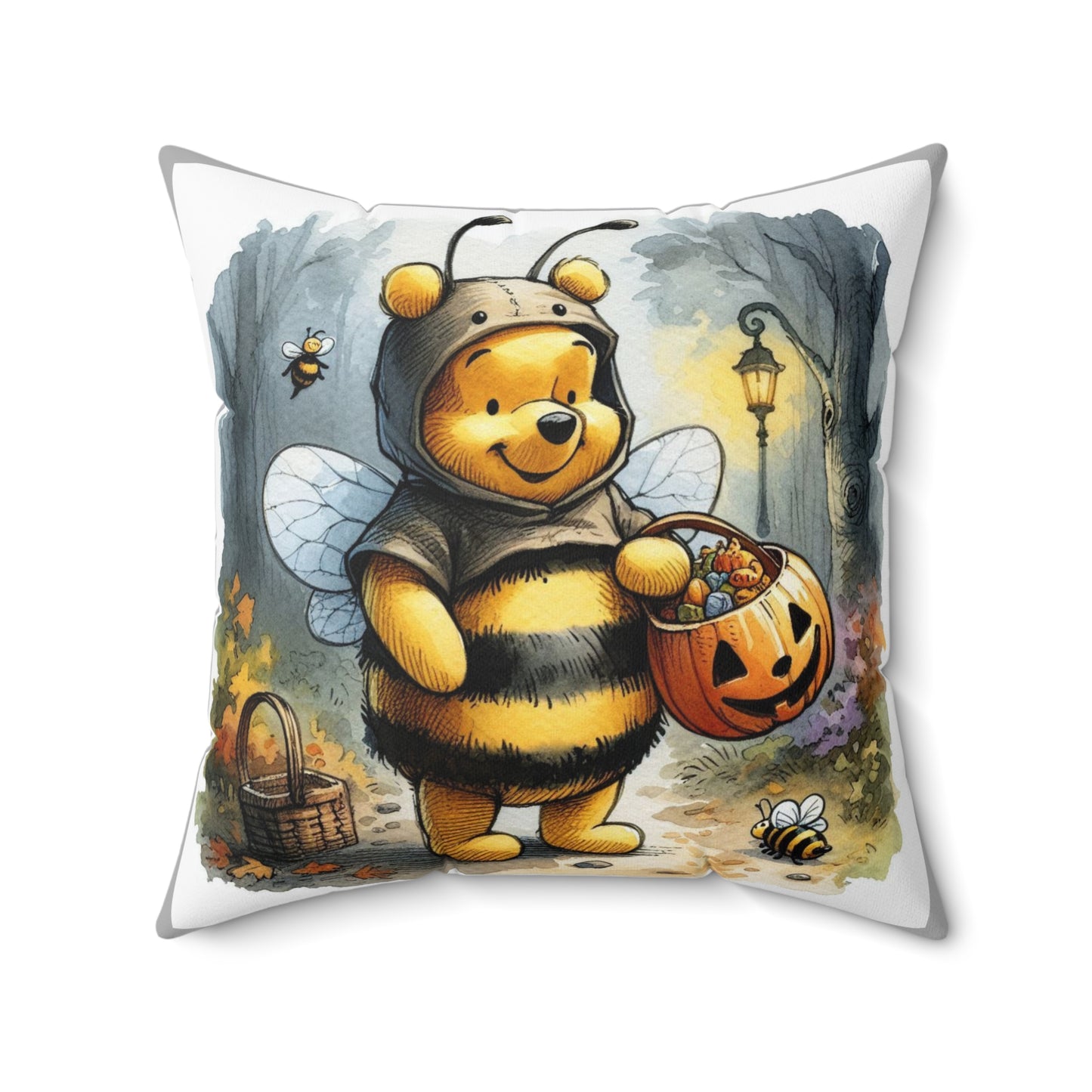 Halloween Pillow, Cozy Cushion, Halloween Decor, Fall Home Accent, Gift for Kids, Bee Costume Decor, Spun Polyester Square Pillow