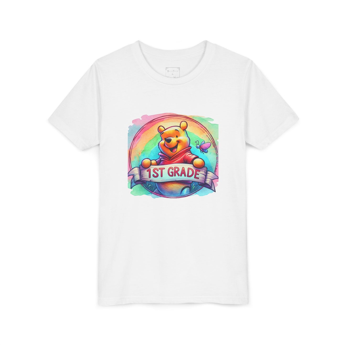 1st Grade Rainbow Winnie the Pooh Bear Youth Tee, Cute Kids Shirt, Back to School Apparel, Birthday Gift, Fun Summer Wear, Classroom Tee,