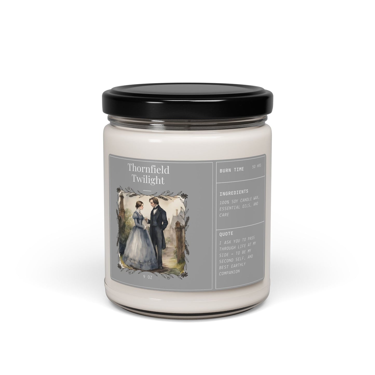 Jane Eyre, Edward Rochester, Charlotte Bronte, Bookworm, Reader, Gift, British Author,  Scented Soy Candle, 9oz