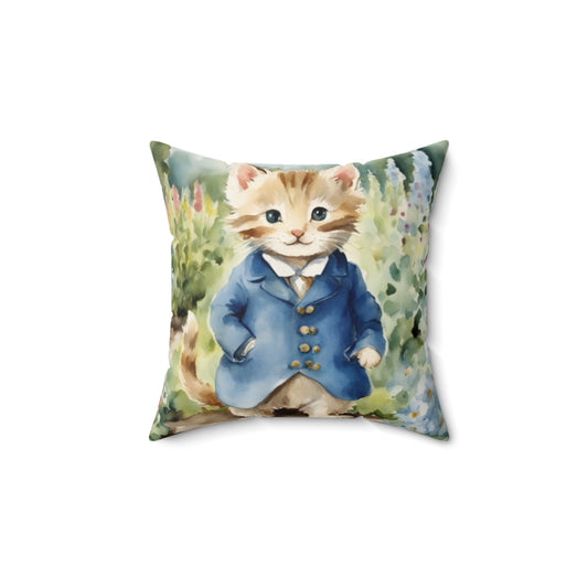 Tom Kitten, Beatrix Potter, Easter, Spring, Square Pillow, Literary Decor