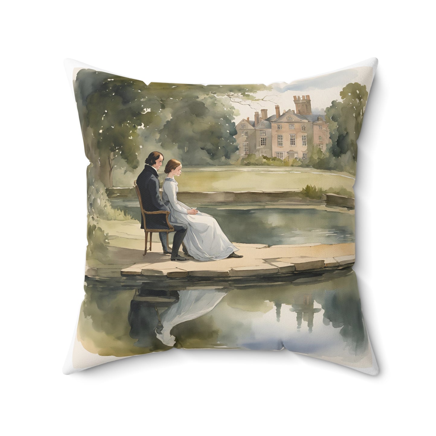 Literary Cushion Pillow, Jane Eyre Rochester Charlotte Bronte, Book Nook Gift, Library Decor, Square Pillow, Home Accent