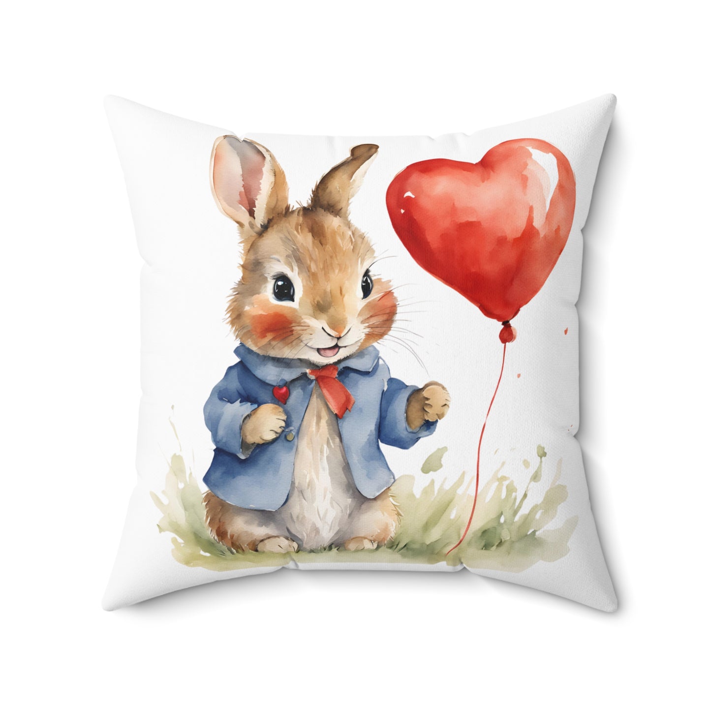 Peter Rabbit Love Valentine's Day Square Pillow, Beatrix Potter Nursery Decor Cushion, Library, Book Nook, Pillow
