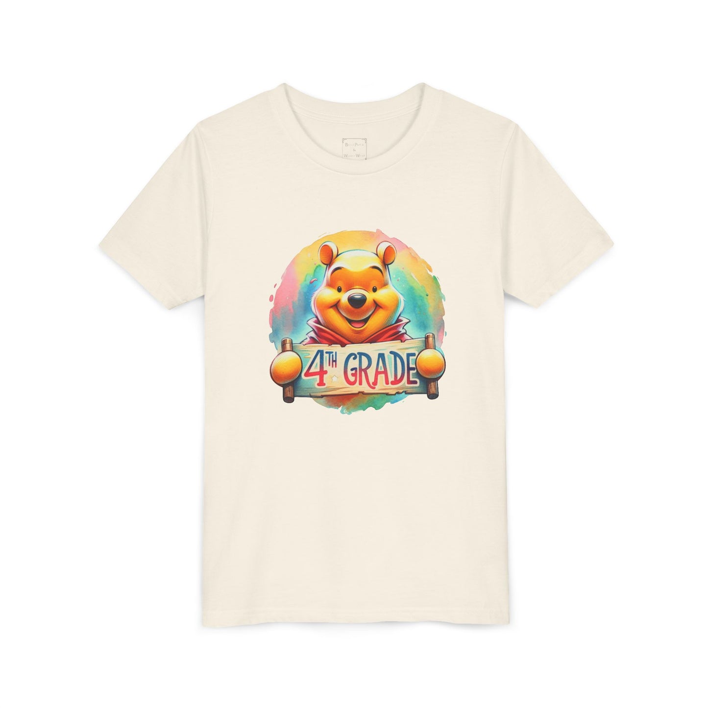 Colorful Winnie the Pooh 4th Grade Short Sleeve Tee for Kids | Back to School Shirt | End of Year Gift | Student Apparel | Fun Kids Clothing