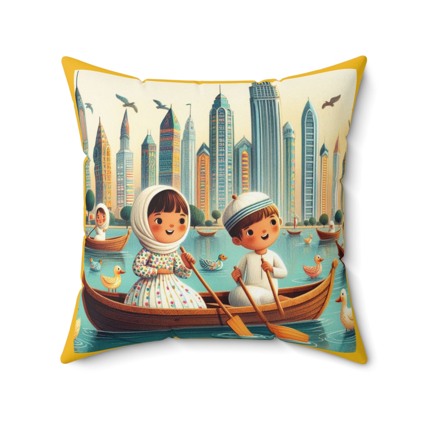Dubai, Arabic, Row Row Your Boat, Square Pillow, Nursery Rhyme, Library, Book Nook, Reading Corner, Educational, Gift